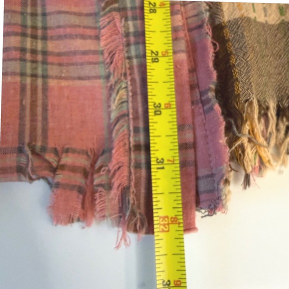 Bad Little Country Girl Tina Patchwork Plaid Boho Western Pink Brown XL Frayed - Picture 7 of 7